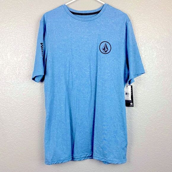 Volcom Mens Anti-UV 30+ UPF Crew Neck Short Sleeve Pullover T-Shirt Blue XL NWT - Picture 1 of 13